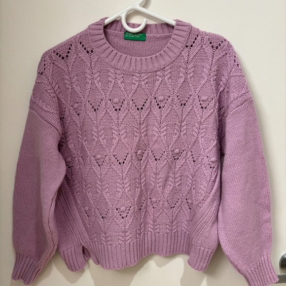 Lilac Cable Knit Pullover Sweater - Picture 1 of 4
